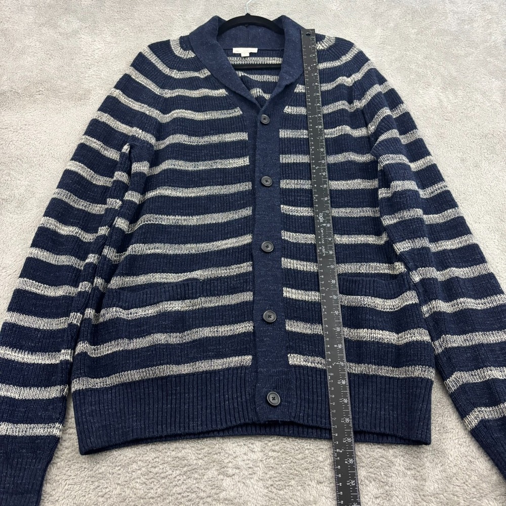 VTG Gap Shawl Cardigan Sweater Mens XL Navy Blue Stripe Preppy Chunky Schoolboy - Picture 10 of 16
